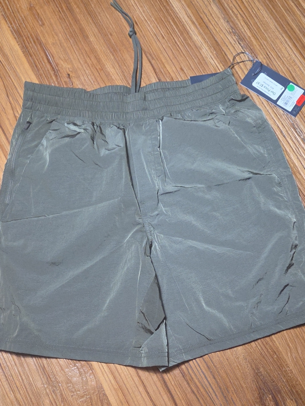 Men's Performance Olive Drawstring Athletic Shorts